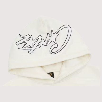 Corteiz Satin C Star Appliqué Hoodie Off White