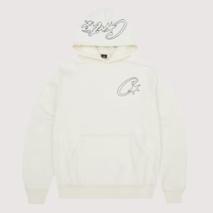 Corteiz Satin C Star Appliqué Hoodie Off White