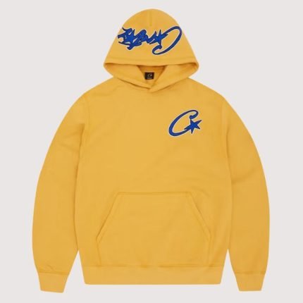 Corteiz Satin C Star Appliqué Hoodie Mustard