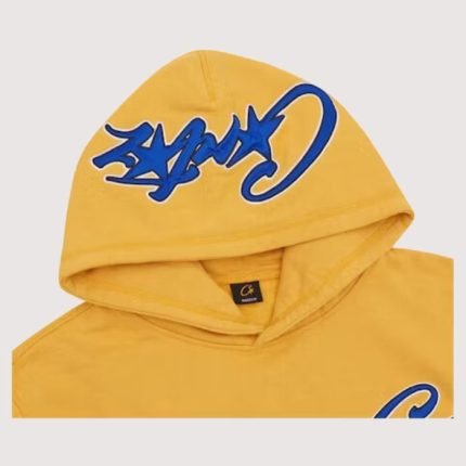 Corteiz Satin C Star Appliqué Hoodie Mustard