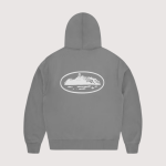 Corteiz Island Puff Print Zip Hoodie Gully Grey