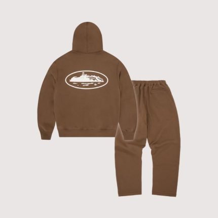 Corteiz Island Puff Print Tracksuit Brown