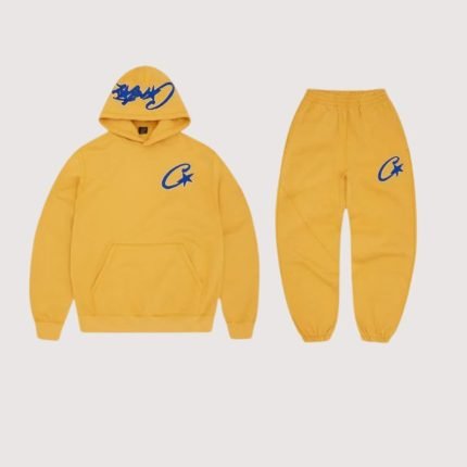 Corteiz Satin C Star Appliqué Tracksuit Mustard