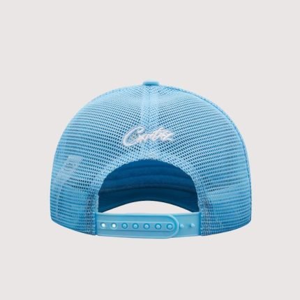 Alcatraz Puff Print Trucker Hat Baby Blue
