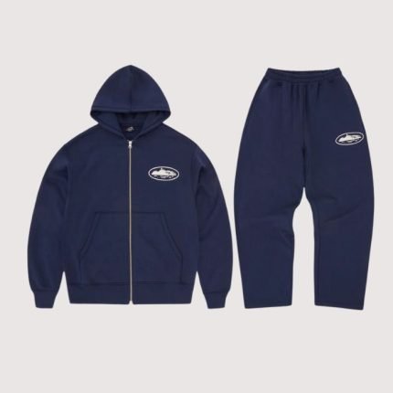 Island Puff Print Zipper Tracksuit Navy