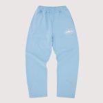 Island Puff Print Open Hem Sweatpant Baby Blue