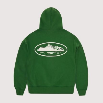 Island Puff Print Zip Hoodie Green