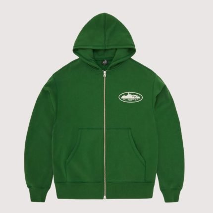 Island Puff Print Zip Hoodie Green