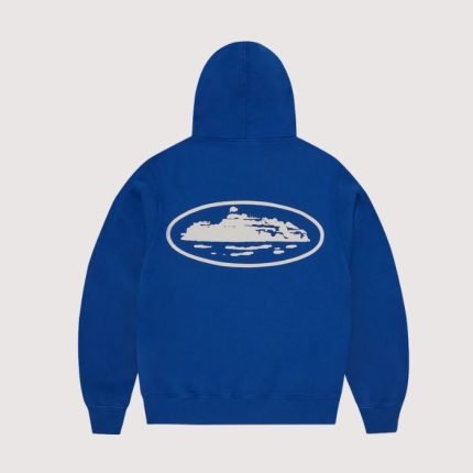 Island Puff Print Zip Hoodie Washed Royal