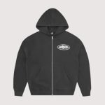 Corteiz Island Puff Print Zip Hoodie Washed Black