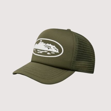 Corteiz Island Puff Print Trucker Hat Olive