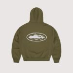 Corteiz Island Puff Print Zip Hoodie Olive
