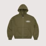 Corteiz Island Puff Print Zip Hoodie Olive