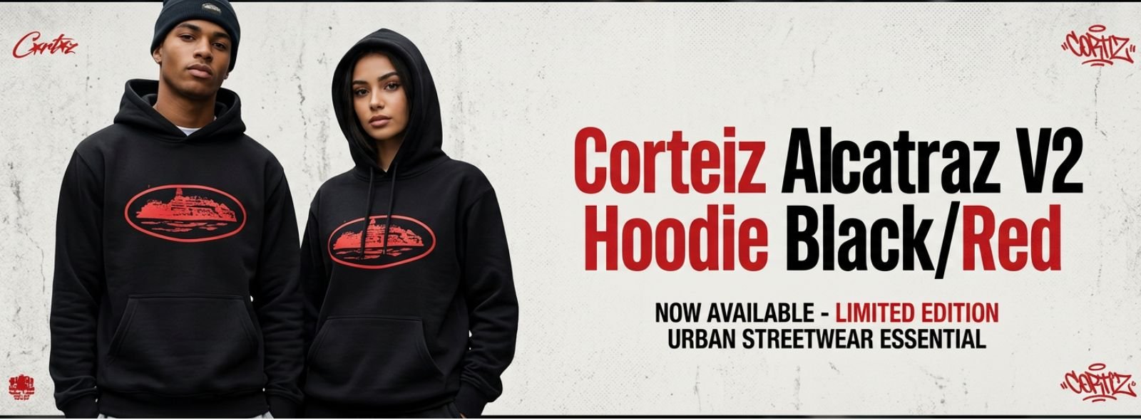 Corteiz Hoodie and the Corteiz Alcatraz V2 Hoodie Black/Red A Modern Streetwear Essential