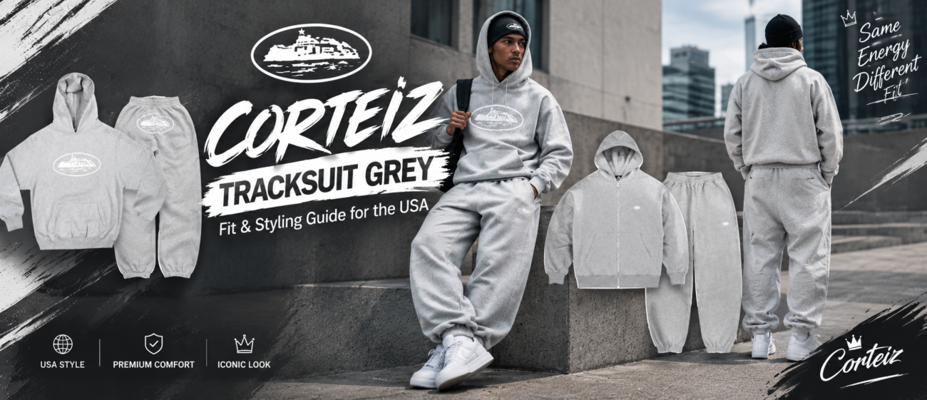 Corteiz Tracksuit Grey Fit and Styling Guide of USA